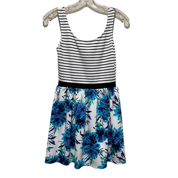 Aqua Dresses & Skirts - Aqua Bloomingdales Floral and Striped Tank Mini Dress Black White Blue Small